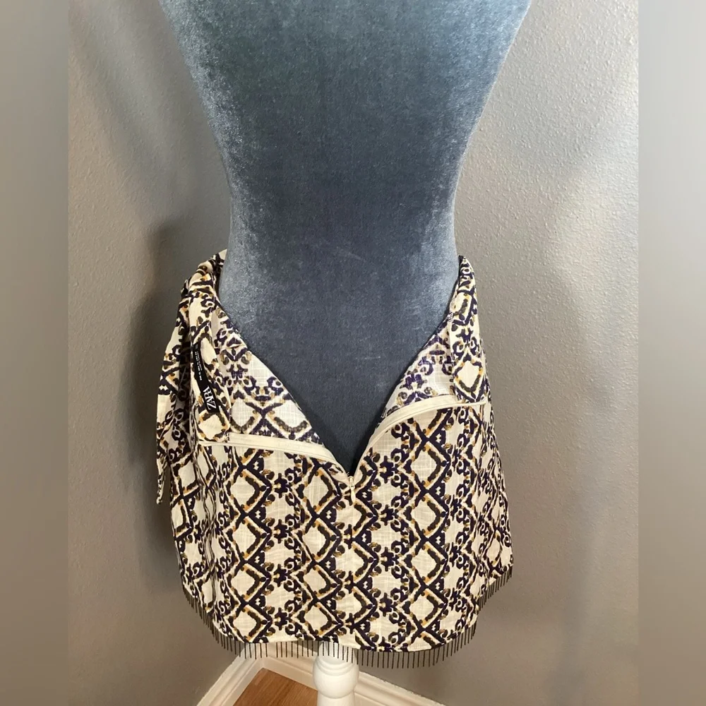 ZARA Mini Skirt Beaded Fringe Wrap Size XL - Picture 8 of 10